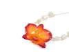 Rainbow & Peach Moonstone Sterling Silver Real Orchid Necklace - Devi & Co