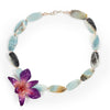Real Orchid and Amazonite Statement Necklace | Tropical Jewelry - Devi & Co