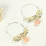 Rose Quartz Cluster Hoop Earrings - Devi & Co