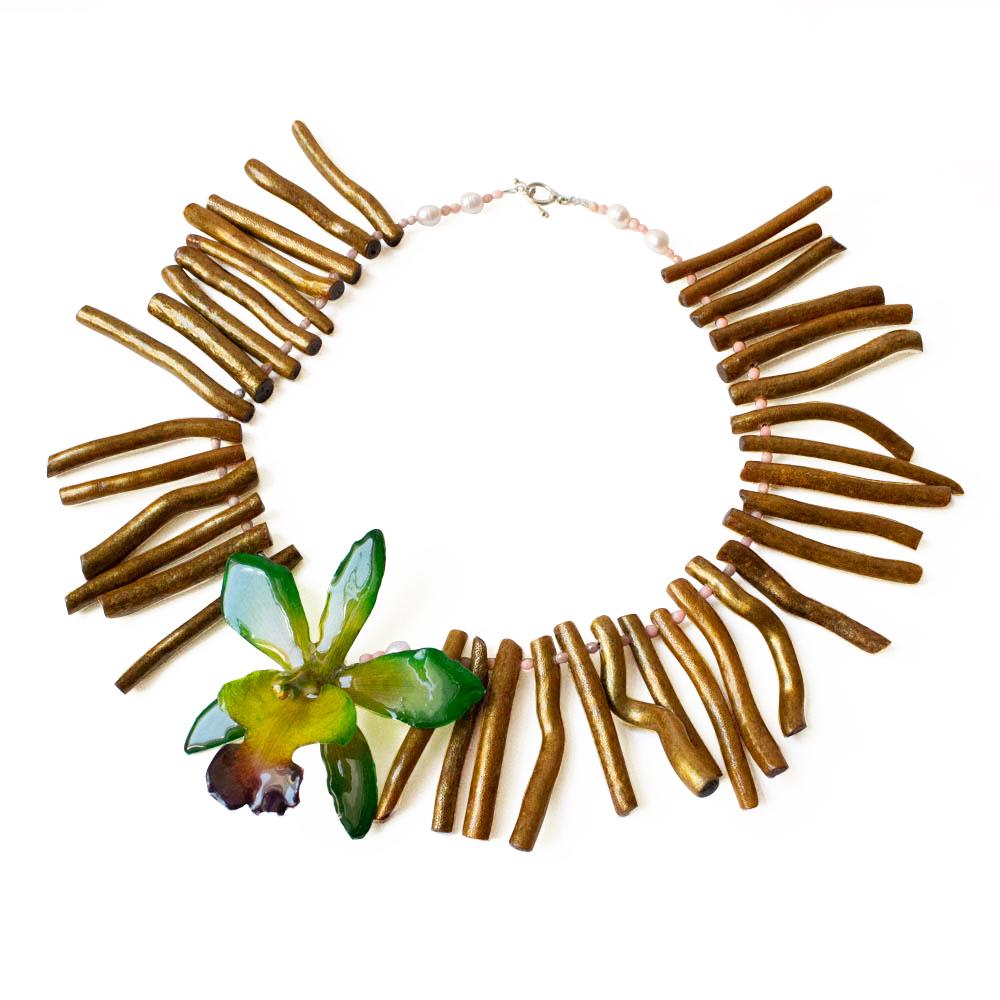 coral statement necklace- Devi & Co